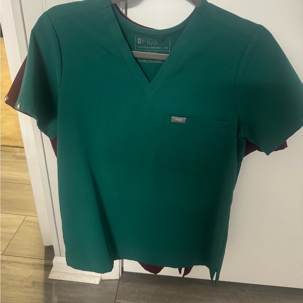 Figs Teal Scrub Top